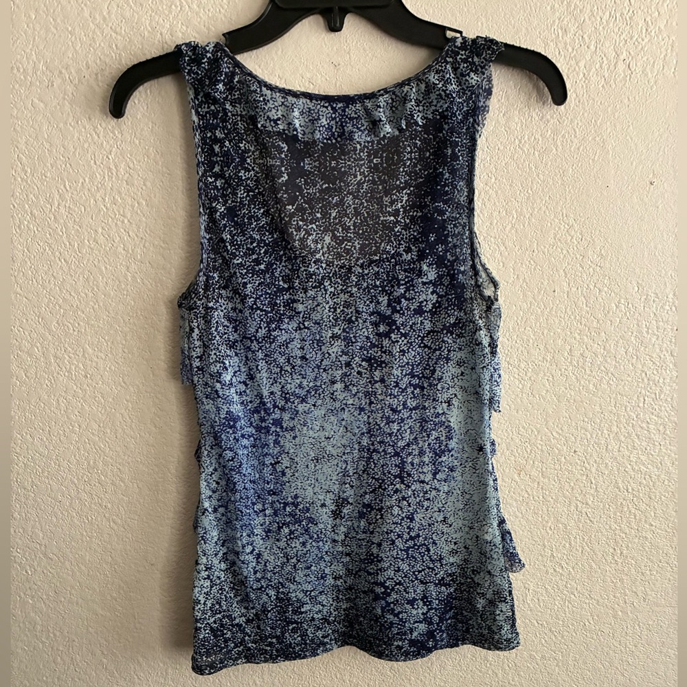 Express Sleeveless Blue Patterned Ruffle Tiered L… - image 7